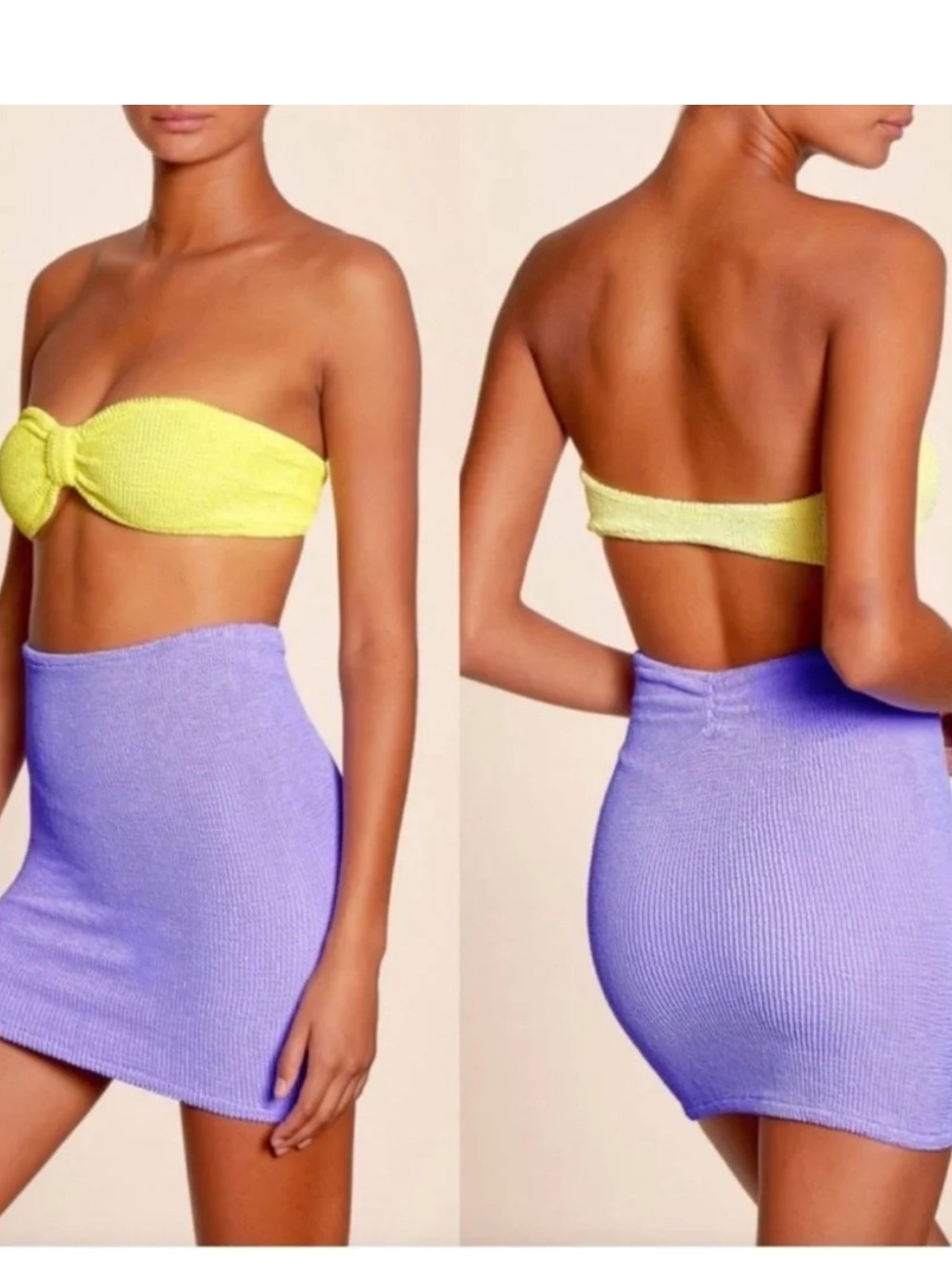 Hunza G Purple Knit Mini Skirt or Tube top Lightweight Ribbed Bodycon